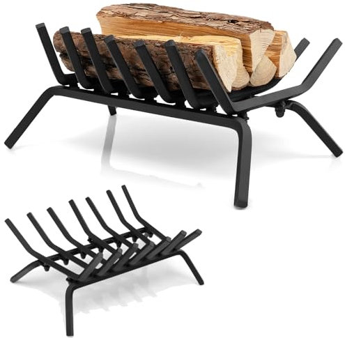 TANGZON 19’’ Fireplace Grate, Heavy-Duty Iron Fireplace Log Holder with 7 Steel Bars, V-Shaped & Raised Height Design, Firewood Burning Rack for Indoor Chimney Hearth Fireplace