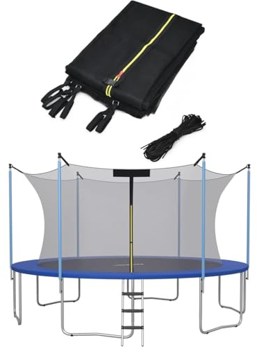 Trampolin Randabdeckung Und Netz, Ersatznetz Sicherheitsnetz, Randabdeckung UV-beständig & Wasserabweisend(14ft-8 Poles)