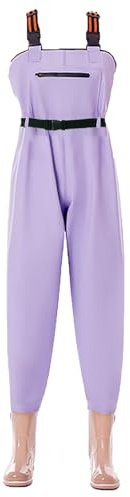 Aikelai PVC Insulated Chest Waders for Women/Girl,Waterproof Duck Hunting Fishing Waders,Womens Fishing Wader with Boots (purple, 8)