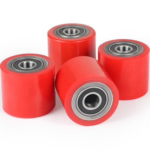 SWAWIS 4 Ruedas para Montacargas de Poliuretano 80x70 mm con Eje 20 mm y Rodamientos Soporte 600 kg Kit Reemplazo para Carretillas Elevadoras