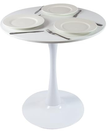 IDEPAR Beluga Esstisch rund Ø70 cm Weiß | Kleiner Küchentisch für 2 Personen | Moderner runder Esstisch | Skandinavisches Design | Esszimmertisch weiß | Platzsparender runder Tisch | pflegeleicht