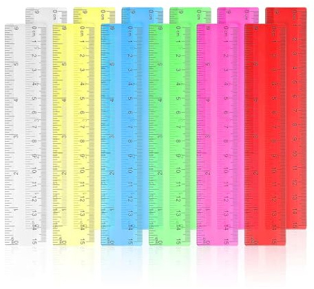 12 Stück Lineal 15cm, Bunte Kunststoff Ruler, Lineal Kinder, Grundschule | Flexibel, Unzerbrechlich, in 6 Verschiedenen Farben