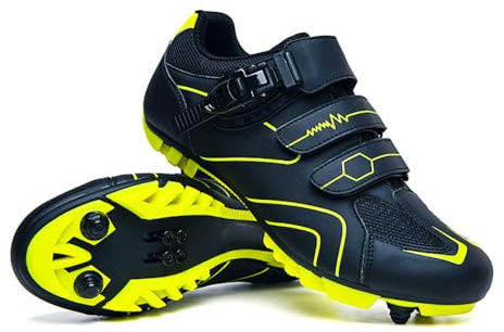 Cykelskor män kvinnor halkskydd andningsbara mountainbike-skor inomhus/utomhus unisex snurra ridskor bekväm känsla svart MTB-skor sneaker, gRÖN, 38.5 EU