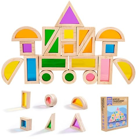 KUKUTrue® Montessori Spielzeug 1 2 3, Holzbausteine Kinder, Spiele ab 1 Jahr, Bausteine für Kinder ab 1 Jahr, Farbwahrnehmung, Räumliches Denken, Geschenk 1–3 Junge Mädchen