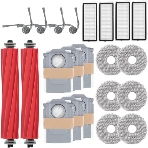 Geoviizon Accessories Kit for Roborock Qrevo Series QV 35S/QV 35A/QR 598/QR 798 Robot Vacuum Cleaner,2 Main Roller Brush, 4 Hepa Filters, 6 Mop Pads, 4 Side Brushes, 6 Dust Bags