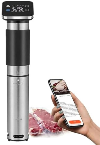 TsoLay Cuiseur sous Vide 1300 W, Appareil De Cuisson sous Vide avec Minuterie Numérique Et Application, Contrôle De La Température De 0 À 90 °C, Chauffage par Circulation 3D, pour Steak De Bœuf