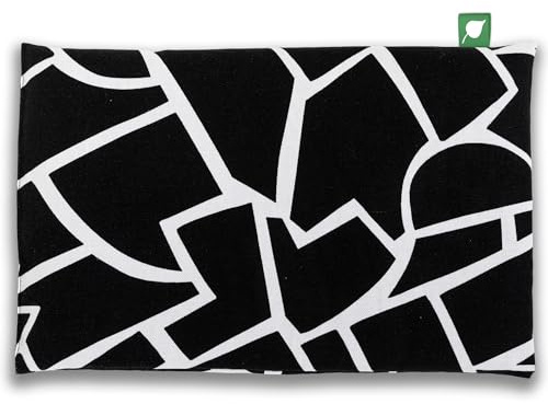 HERBALIND Kirschkernkissen 30x20 cm schwarz-weiß Grafik – 600gr Kirschkern Wärmekissen – Natürliche Wärmekompresse Mikrowelle & Backofen – Handmade in Germany Abstract geometrisch