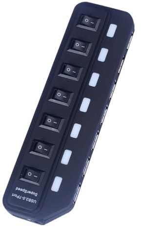 TOBBOMEY USB Hub Data Splitter with Individual Switches High-speed USB Expansion Dock for Laptop and Computers Coated Design with Parallel Port Layout for Stable Connection