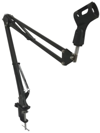 DECORNIJIA Microphone, Desk Adjustable Desktop to Suspension Stand Boom and Attaches Arm with Double-braced Folding Metal Arms Firmly Supports to 1500g Load Broadcasting Families