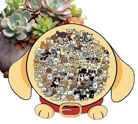 Frfik Animaux | Chien Multicolore Jeu de Plateau Encadré - Puzzle en Bois à Coupler - pour Apprentissage et Adultes