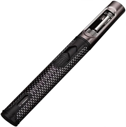 Torch Lighter, Features a Jet Flame, Visible Fuel Tank, and is Refillable with Butane; Suitable for Cooking and Lighting Charcoal.(Black)