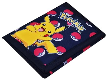 Theonoi Portefeuille pour enfants Pokémon avec motif Pikachu et Pokémon - Portefeuille officiel pour fan avec compartiment à monnaie et pour garçons et filles