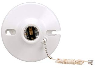 Eaton S759W-CD-SPL 660-Watt, 250-Volt Two Piece Plastic Ceiling Receptacle Lamp holder with Pull Chain, White