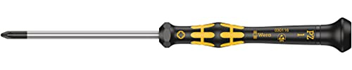 Wera 05030116001 1555 PZ Tournevis Kraftform Micro pour vis cruciformes PZ, PZ 1 x 80 mm, Noir/jaune