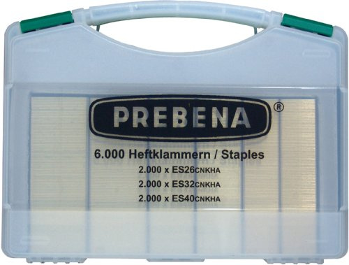 Prebena ES Box CNKHA Heftklammern Typ ES aus Stahl verzinkt geharzt galvanisiert - 6000 Stück, verschiedene Längen