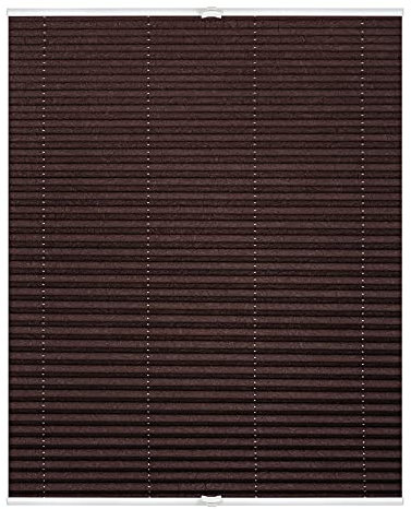 Lichtblick Plissee Klemmfix, ohne Bohren, verspannt, lichtdurchlässig, Blickdicht, Uni, mit eleganter Crushed Optik Braun,100 cm x 130 cm (B x L)