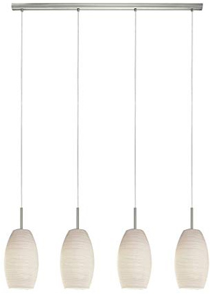 EGLO taklampa BATISTA 3, pendellampa med fyra ljuskällor, taklampa i stål, färg: matt nickel, glas: torkningsteknik, vit, sockel: E27