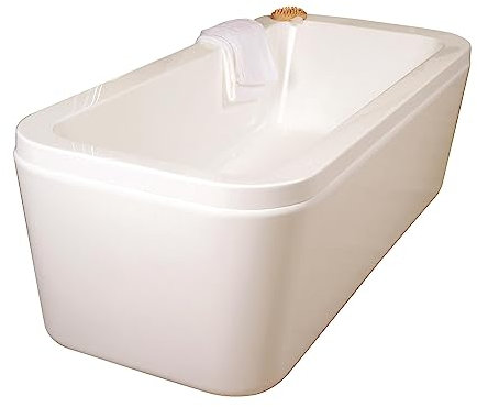 ONDÉE - Bañera BATZ - bañera exenta con panel desmontable - 180x80cm - Fondo antideslizante - Capacidad 300L - Desagüe completo de latón - Válvula - tapón de acero inoxidable - Tubería ABS