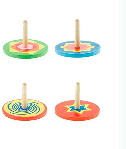 Kinderkreisel aus Holz, 4 Stück, Geschenke für Kinder zum Geburtstag, jede Art von Saugnapf, Hochzeit, Kommunion oder Taufe
