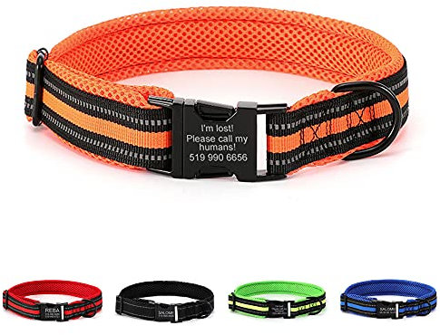 Oncpcare Personalisiertes Hundehalsband, reflektierendes Hundehalsband mit Name, Telefonnummer, ID-Halsbänder für kleine, mittelgroße und große Hunde