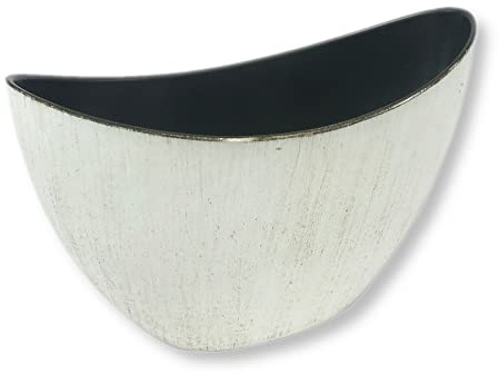 DARO DEKO Kunststoff Blumentopf Schiff (weiß-gesprenkelt, 24,5 x 15cm) Pflanz-Schale Blumen-Töpfe Übertopf