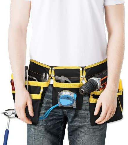 Tool Belt, Tool Belts for Men, Tool Organiser, 11 Pockets Heavy-Duty Oxford Adjustable Tool Bag for Handymen, Construction Workers and Electricians