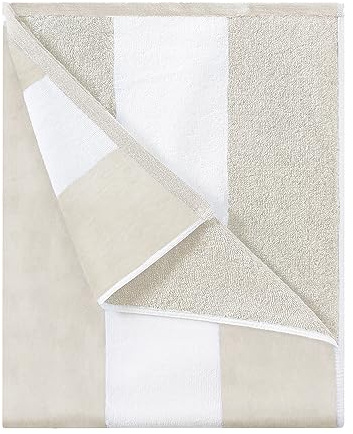 HENBAY Fluffig överdimensionerad strandhandduk – plysch tjock stor 178 x 81 cm bomull poolhandduk, chiffong randig snabbtorkande simning cabana handduk