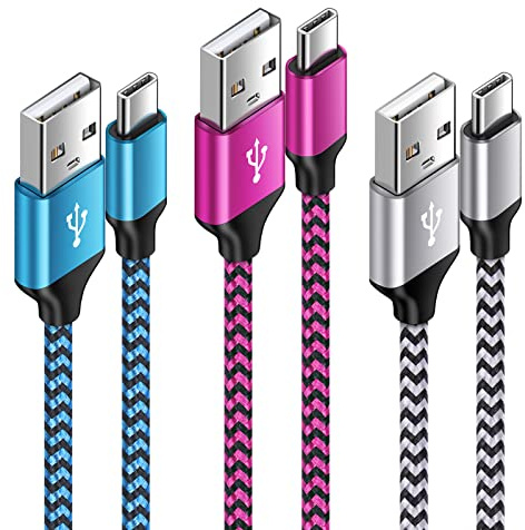 USB Typ C Kabel Schnellladekabel,3 Stück [3M+2M+1M] USB C Handy Ladekabel Fast Charge Nylon Datenkabel für Samsung Galaxy A14 5G/A55/A56/A17/A15/A54/A34/A35/S25/S24/S23/S22/S21/S10,Huawei P50,Xiaomi