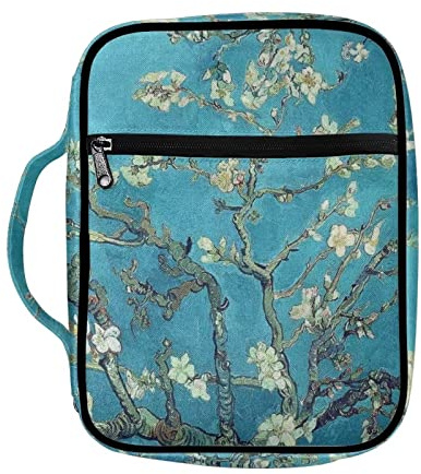 BYCHECAR Van Gogh - Housse de protection pour Bible pour femme - Grande fleur de cerisier - Avec poignées - Poche zippée - Accessoires bibliques - Cadeaux chrétiens