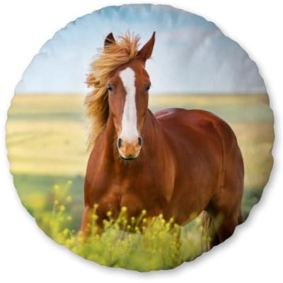 Herding Konturenkissen Pferd, ca. 50 cm Durchmesser, Polyester, Formkissen, Rund