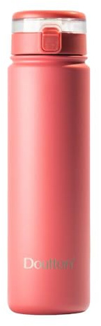Doulton Bouteille filtrante rose avec cartouche de réduction | Acier inoxydable isolé, capacité de 580 ml, réduit les contaminants, améliore le goût et l’odeur, bouteille d’eau filtrée