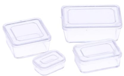 AWHAO 4x Dollhouse Lunch Box Containers 1:12 Meal Prep Containers with Lids Decorative, White