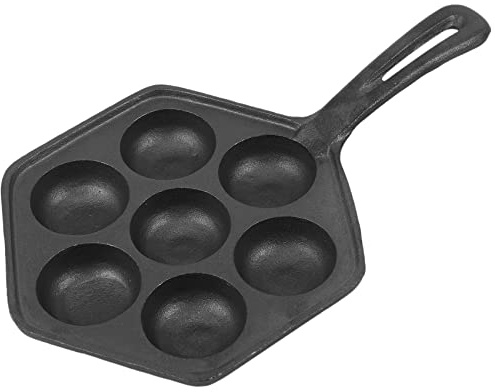 Ctwezoikmt Cast Iron Stuffed Nonstick StuffedPancake Pan,Munk/Aebleskiver,House Cast Iron Griddle for Various Spherical Food