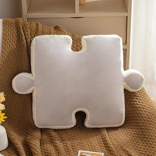 Herfair Plüsch Kissen Dekokissen, Kawaii Kreatives Puzzle Plüsch Kissen Plüsch Kinder Mädchen Plüsch Spielzeug Weiche Flauschige Zierkissen Sofakissen (Grau,42 * 56cm)