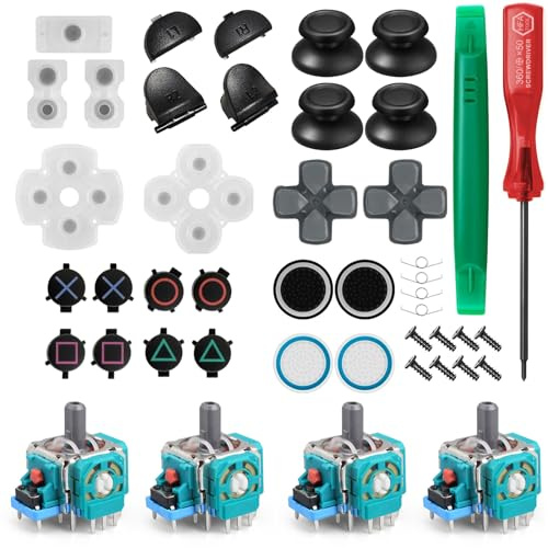 Controller Thumbsticks Ersatzpads Komplettes Set kompatibel mit PS4 enthalten L1 R1 L2 R2 Triggers Federn leitfähige Gummi-Pad Taste Reparatur Ersatzteile