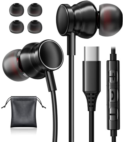 USB C Kopfhörer für iPhone 17 Samsung Galaxy S25 S24 S23 Ultra A56 A55 A16 A17 Kopfhörer mit Kabel USBC Anschluss Headset mit Mikrofon HiFi Kopfhörer USB C für iPhone 16 Google Pixel 10 9 Pro iPad 10
