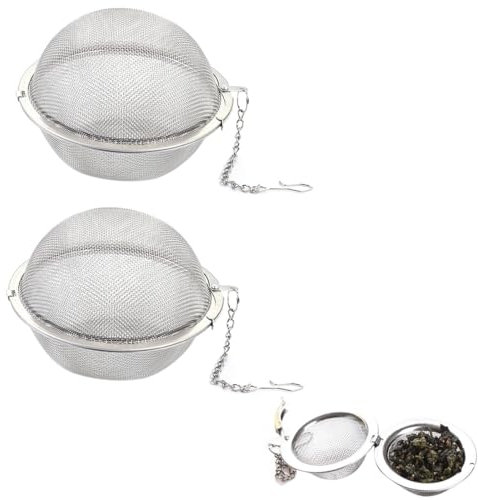 PLKSEI 2 Stück Teeei für Losen Tee Teesieb für Losen Tee Tee-Ei Teesieb Edelstahl Tee Sieb Teefilter mit Deckel Gewürzsieb GewüRzei Teeei Gewurzkugel mit Kette für Teekannen, Tassen, Teeflaschen