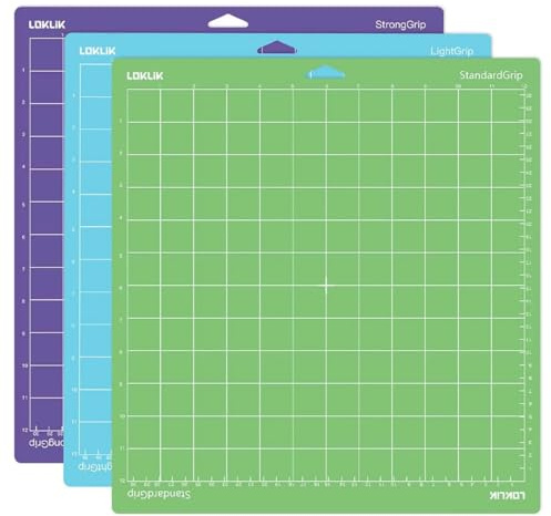 LOKLiK Lot de 3 Tapis de Découpe – Pack de Tapis Polyvalents avec Surface Autoguérissante pour iCraft – Comprend Tapis Standard, Forte et Douce Adhérence, Accessoires Inclus