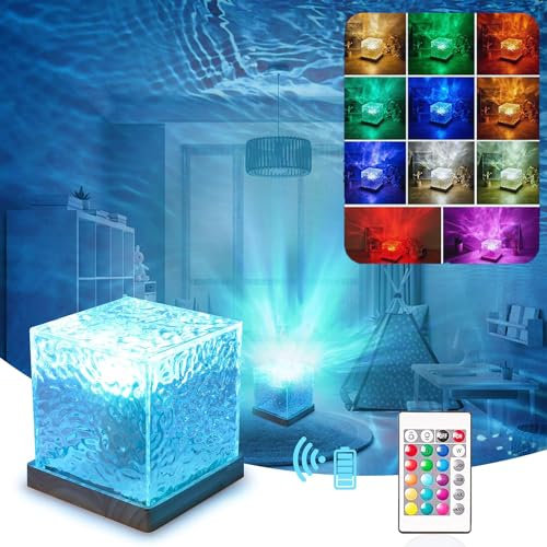 Starnearby Aurora Ripple Lampe, RGB Farbwechsel LED Nachtlicht, Wasserwellen Lampe Mit Fernbedienung, Acryl Polarlicht Lamp Stimmungslicht, Sternenhimmel Projektor für Schlafzimmer Wohnzimmer