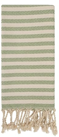 Blue Beach Turkish Towel Striped - 90 x180cm Large Turkish Hammam Peshtemal Towel - Super Absorbent, Quick Dry, Lightweight, Compact Towels for Swimming, Bath, Gym, Sauna and Travel (1, Green)