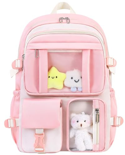HORHEAR Zaino Bambina Scuola, Zaini Kawaii per Ragazza per scuola Primaria Elementare Media Rosa