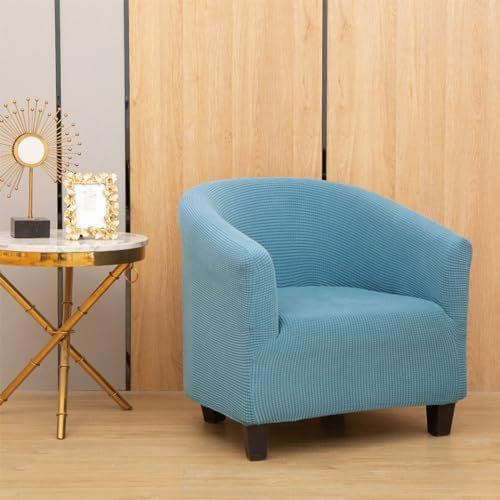Surwin Sesselbezug Sesselschoner mit Elastisch Stretch Husse, Wasserdichter Jacquard Sesselüberwurf Universal Chair Schonbezug Sofabezug für Clubsessel Lounge & Cocktailsessel (Himmelblau)