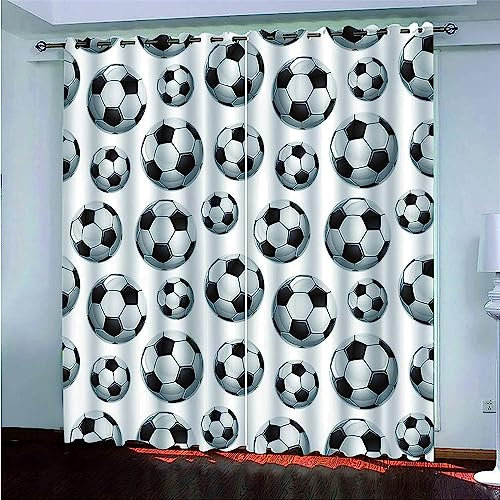 Blickdicht Blackout Vorhang Mit Ösen Schalldämmend Gardinen Polyester 3D Bedruckt Fußballfoto Für Wohnzimmer Schlafzimmer Kinder Oder Babyzimmer - Bedruckte Verdunkelungsvorhänge-2N1T8J8V7A0