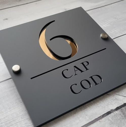 WOMB Targhetta con numero civico 3D in acrilico personalizzato, per esterni, da parete, per numeri civici, regali di inaugurazione della casa (18 x 18 cm)