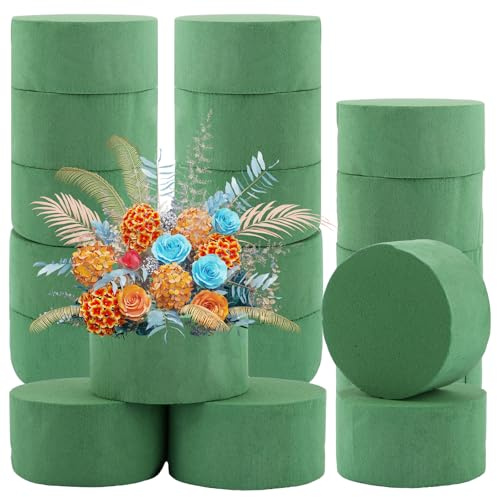 YAYODS 24 Stück Steckschaum Rund - 8 x 4 cm Steckschwamm für Blumen - Blumensteckschaum Grün - Steckmasse für Frischblumen - Steckmoos für Blumen - Blumengestecke - Gesteck Schwamm zum Basteln, Deko