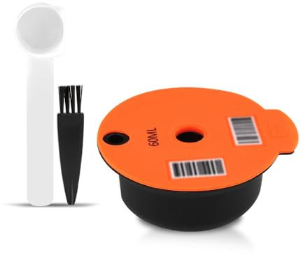 YUYUEMI for Bosch Tassimo silicone Coffee Filter,Tassimo Reusable Coffee Capsules Refillable Coffee Filter Pods with 1 Spoon and 1 Brush for Bosch Tassimo Series Coffee Machine (60ml Orange)