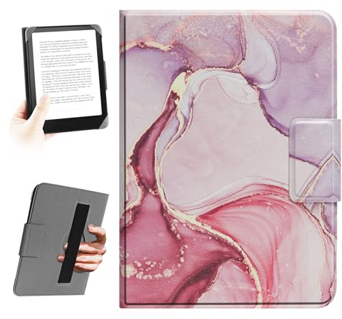 HoYiXi Universal Hülle für 6,8 Zoll,7 Zoll Kindle eReader. Kompatibel mit Paperwhite (2024-2019)/Kobo,Pocketbook,Tolino,Sony,Elastic Seilfall-Schutzhülle für 6-6,8'' E-Book-Reader,Dali Pink