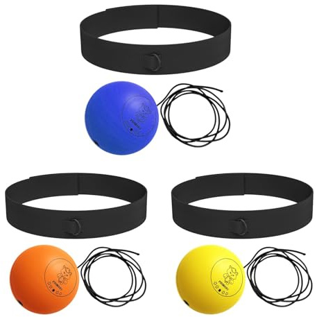 Nybhyjka Set di 3 fasce per palla da boxe, include 3 palline diverse e 3 fasce regolabili per migliorare le competenze dei principianti, ottima attrezzatura da boxe per la coordinazione occhio-mano