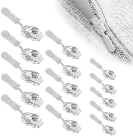 15 Stück Reißverschluss Zipper Reißverschluss Reparatur Set Zipper Repair Kit Abnehmbares Design Drei Größen Passend Für Die Meisten Reißverschlüsse Geeignet Für Gepäck Rucksäcke Jacken Usw(Weiß)