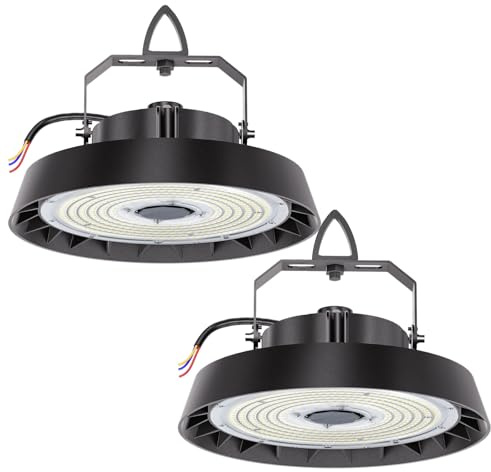 2pcs Projecteur LED Exterieur 300W 51000lm, LED Lampe-Spot Eclairage 5000K Blanc Froid, 90° Angle UFO Highbay Light, IP65 Lampe Industrielle pour Hangar,Usine,Entrepôt,Chantier,Garage,Gymnase